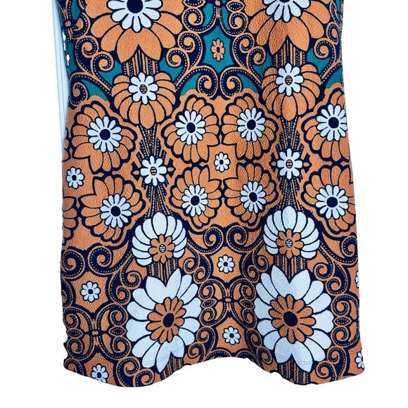 Anthropologie Maeve Floral Shift Mini Dress Mod Blue Green Size M Pockets Casual - Picture 8 of 12